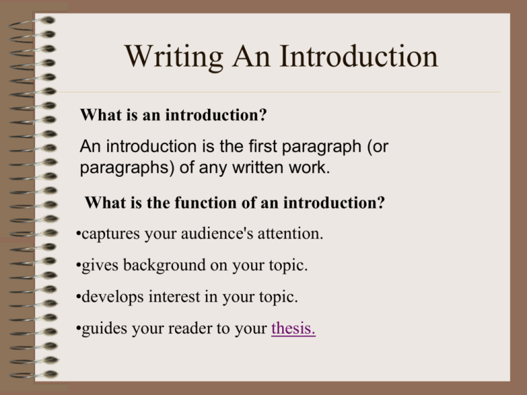 How to Write an Introduction